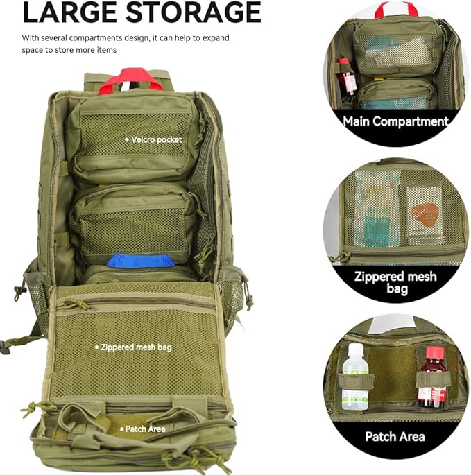 Hiking Backpack 25L for Men & Women, Waterproof Breathable Daypack, Lightweight Camping Backpacking Backpack with MOLLE System-Green