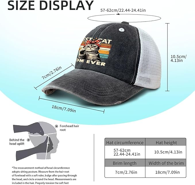 Cat Mom Proud, Cat Lover Mom Ripped Hole Paw Design hat Outdoor Cap for Grandpa
