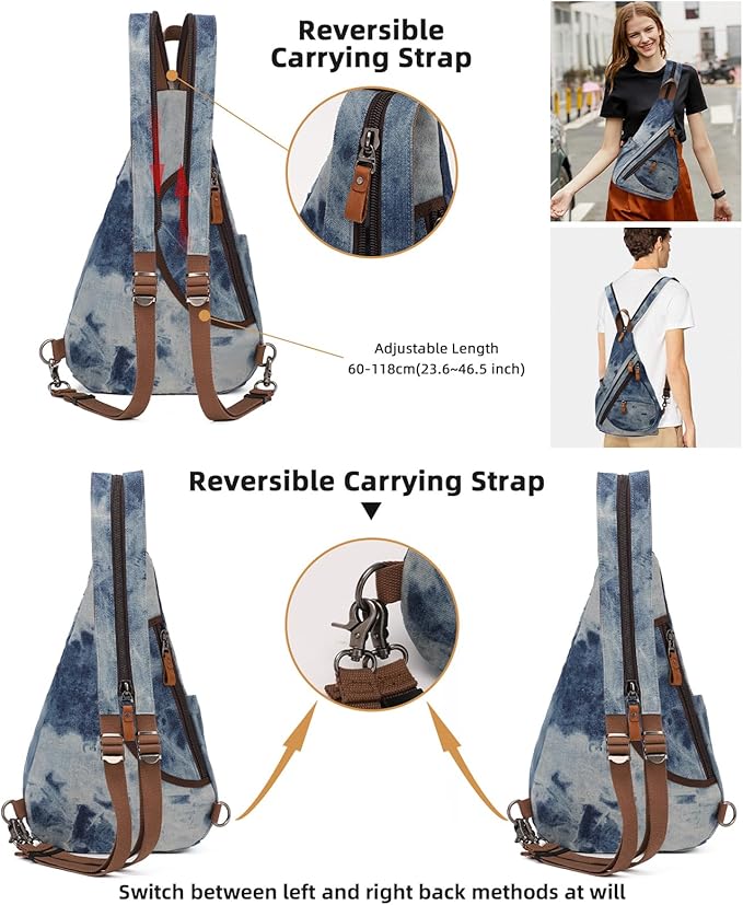 KL928 Canvas Sling Bag - Small Crossbody Backpack Shoulder Casual Daypack Rucksack for Men Women(Large Version)