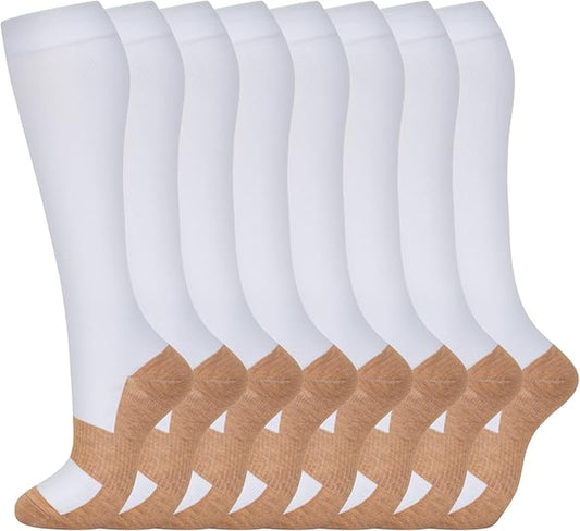 fenglaoda 8 Pairs Compression Socks for Men & Women 20-30 mmHg Knee High Nurse Pregnant Running Medical and Travel Athletic