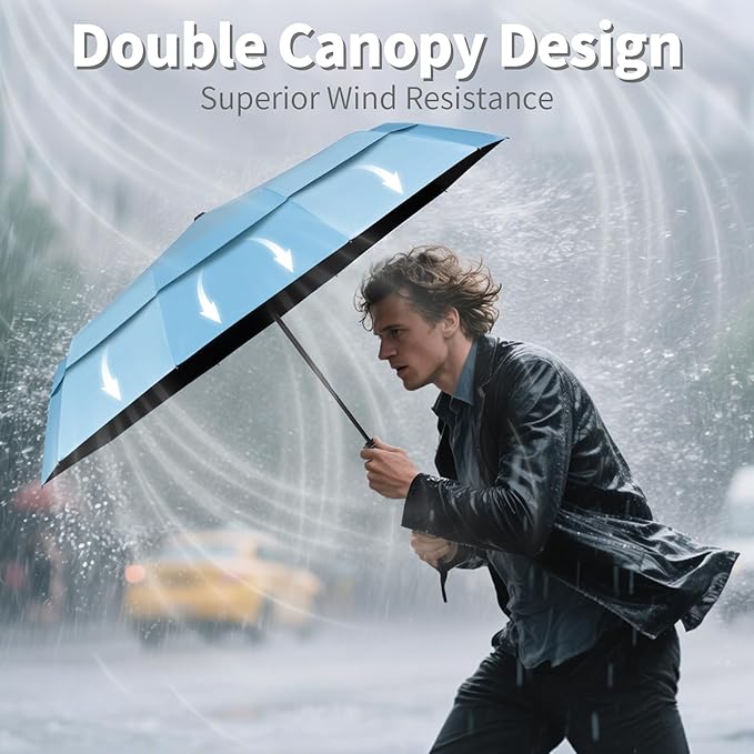 Seniny Windproof Travel Umbrella, Automatic Umbrellas for Rain, Portable & Compact Umbrellas for Backpack, Strong UV for Protection, Folding Small Sun Umbrella for Car, Walking