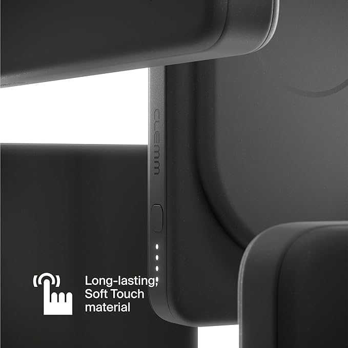 Clemm Portable 10000 mAh Wireless Power Bank, Travel Essential, Quick Charging for iPhone 16/15/14/13/12/11/X, Samsung Galaxy, iPad, Google Pixel & More - USB-C × 1 & USB-A × 1, Graphite