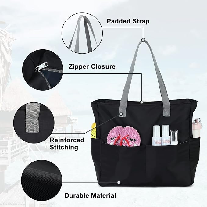 Bluboon Waterproof Beach Tote Pool Bags for Women Ladies Extra Large Carry On Bag With Wet Compartment for Weekender Travel