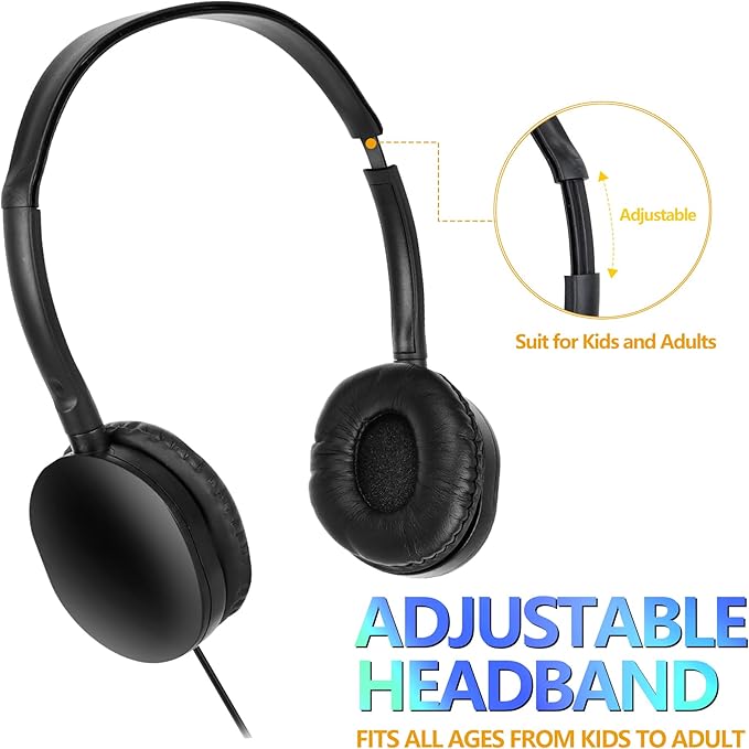 Kids Headphones Bulk 30 Pack for School Students Children Teen Boys Girls,Wholesale Headphones for Classroom,Group Learning, Computer Lab, Library, Online Lesson and Testing (Black)