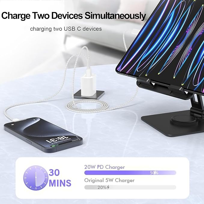 iPhone 17/16/15 Fast Charger,2-Pack USB C 2in1 Dual PD Charging Block with 10FT Long Type C to C Woven Charger Cable for Apple iPhone 17 Pro Max/17 Pro/Air/iPhone 16 Pro Max/16e/15 Pro/15 Plus