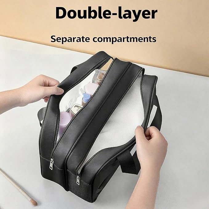 Travel Toiletry Bag for Women and Men, Matte Translucent Toiletry Waterproof Toiletry Bag, Makeup Cosmetic Organizer Bag for Travel Toiletries Accessories Black