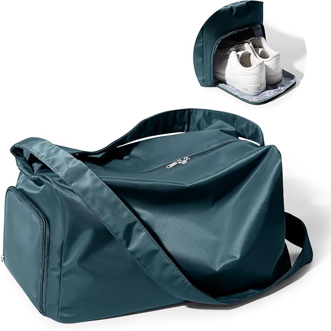 Large Gym Bag with Shoe Compartment, Workout Sport Duffle Bag for Women Travel, Waterproof Shoulder Overnight Bags Lightweight Carry on Tote Bags for Swim, Yoga, Dance