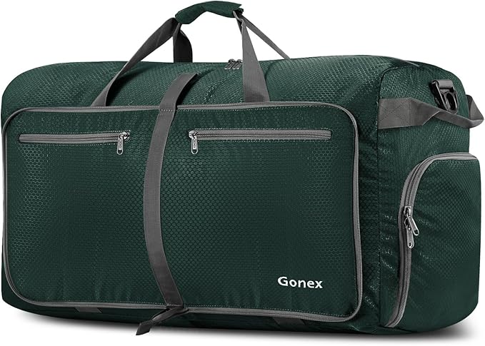 Gonex 40L 60L 80L 100L 150L Large Foldable Travel Duffle Bag with Shoes Compartment, Packable Lightweight Water Repellent Duffel Bag for Camping Gym Weekender Bag