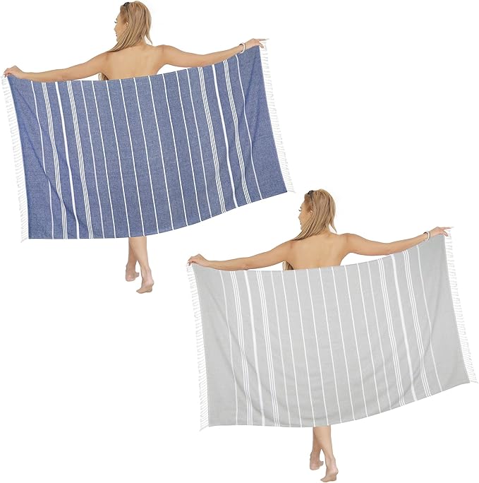 Beach Towel 2 Pack,Sand Free Beach Towels Oversized 39 x 72,Turkish Beach Towel Quick Dry Towel,Lightweight Pool Towels for Adults Travel Towel,Cool Beach Essentials Super Absorbent Towels