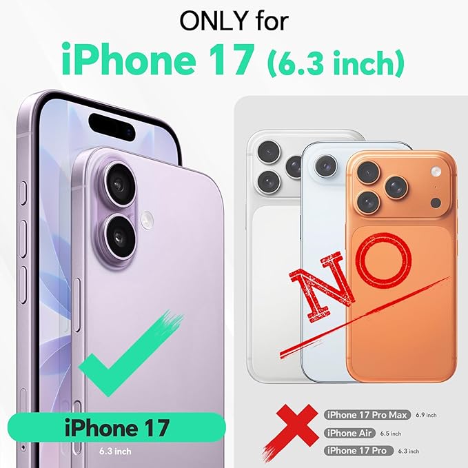 TUCCH 2-in-1 Detachable Wallet Case for iPhone 17 (6.3-inch) 2025, RFID Blocking | 4 Card Holders | Wireless Charging | Wrist Strap | Kickstand | Magnetic | PU Leather Protective Cover | Dark Blue