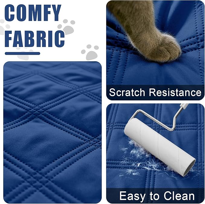 Smiry Waterproof Dog Bed Cover Blanket 68x82, Soft Reversible Pet Blanket, Washable Leakproof Cats Dogs Couch Cover for Sofa, Couch, Furniture, Lattice, Navy/Navy