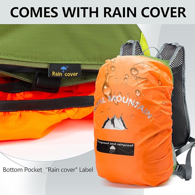 Bike Backpack With Rain-Cover, Mountain Biking Backpacks, Lightweight Packable Daypack Waterproof For Travel, Small Backpack For Bicycle Riding,Hiking,Camping (Army Green)