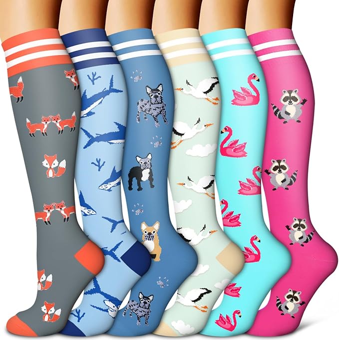 BLUEENJOY Copper Compression Socks for Women & Men (6 pairs) - Best Support for Nurses, Running, Hiking, Recovery