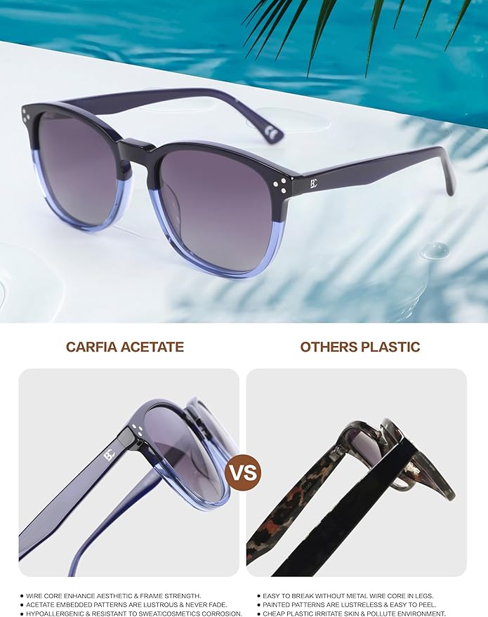 Polarized Sunglasses For Women UV - Protection Womens Trendy Fashion Large Shades With Acetate Frame BC2110