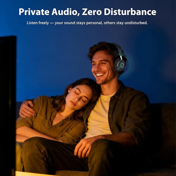 Wireless Headphones for TV Watching, TV Headphones Wireless for Seniors with Transmitter Charging Base, No Audio Delay Blutooth 5.4, Over Ear Headset with 3 Audio Modes, Gifts for Parents/Elderly