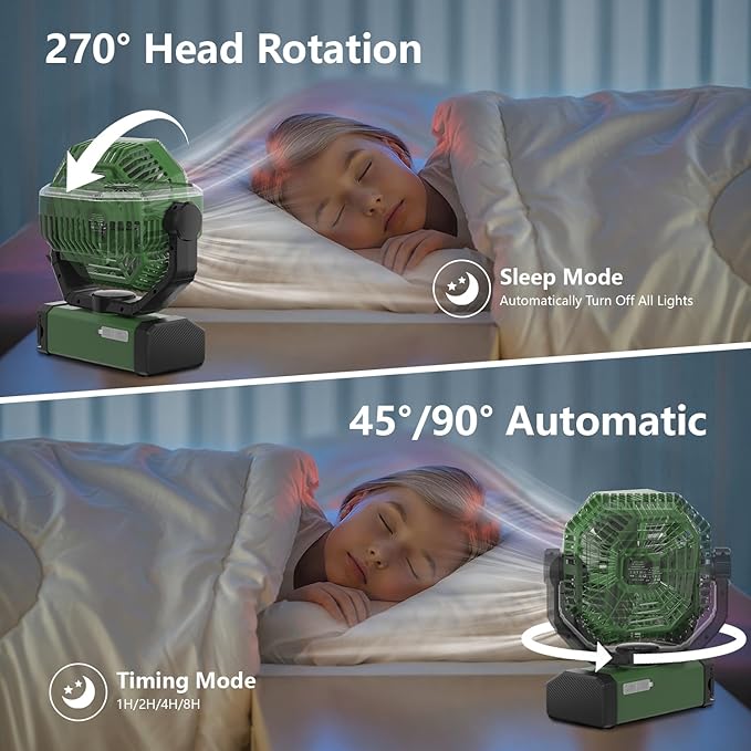 Portable Fan 24000mAh Battery Powered with Remote & LED, 4 Speed Strong Airflow, Desk/Camping/Outdoor/Gym Fan for Office Travel Treadmill Camping Gear