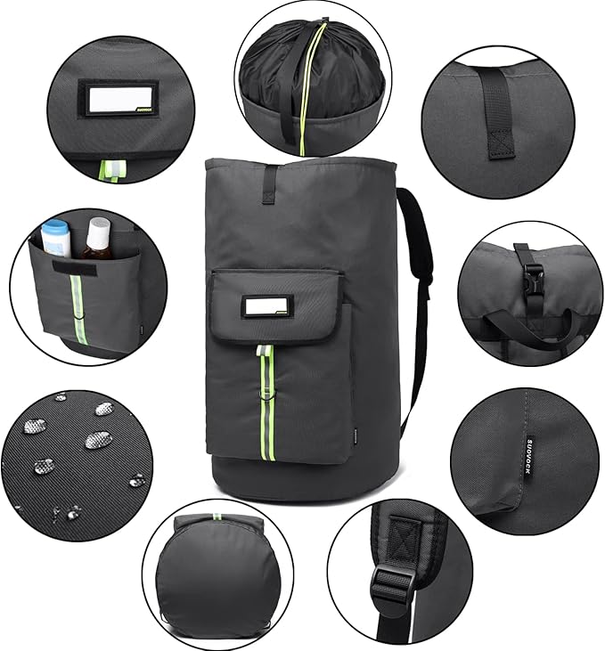 laundry bag backpack,extra-large heavy duty laundry bags,laundry backpack for college students,drawstring closure (charcoal grey laundry bag with straps)