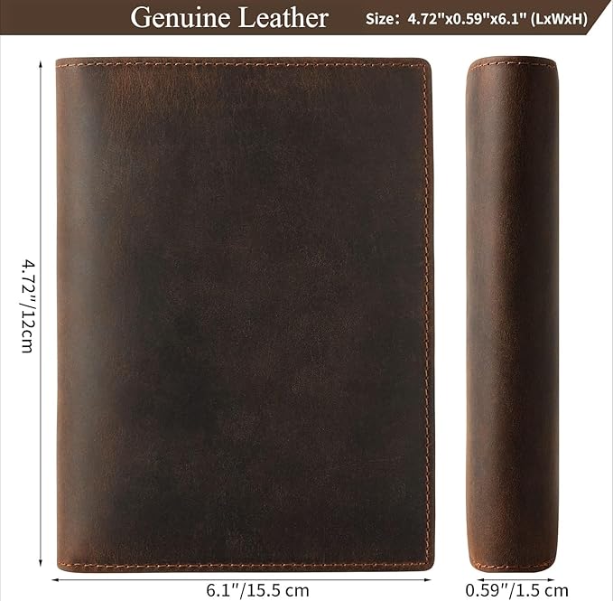 Genuine Leather Passport Holder, RFID Blocking Travel Wallet for Men & Women (Red Brown)