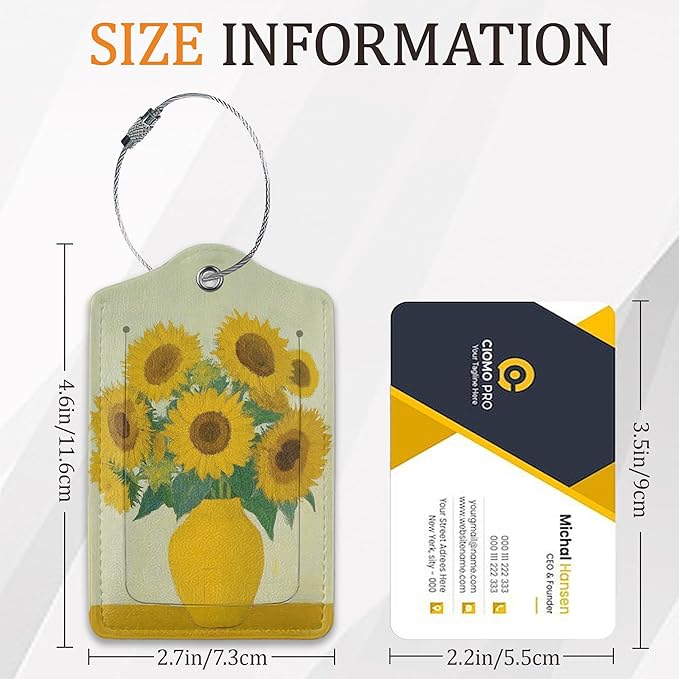 Oil Painting 3 Pack Luggage Tag for Suitcase, Unique Leather Travel Tags Identifiers with Privacy Name Address Labels & Durable Steel Loop for Women Men Travel