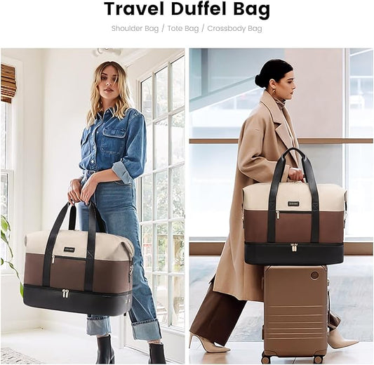 LOVEVOOK Weekender Bag, Large Travel Duffel Bag for Women with 2 Packing Cubes, Carry on Overnight Bag with Shoe Compartment, Mom Hospital Bags for Labor and Delivery