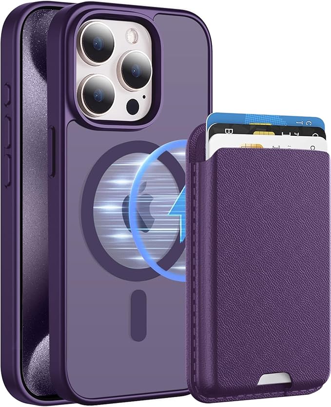 Ntwinro Magnetic for iPhone 12 & iPhone 12 Pro Case (Compatible with MagSafe) with Detachable Wallet & Card Holder for 3 Cards [RFID Blocking] Military Grade Protective Slim Phone Cover, Purple