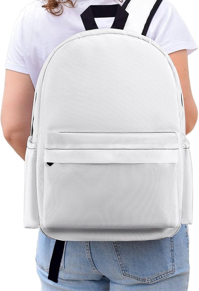 White Backpack Adult Travel Daybag for Women Men College Backpack for Vacation Hiking Camping Bag