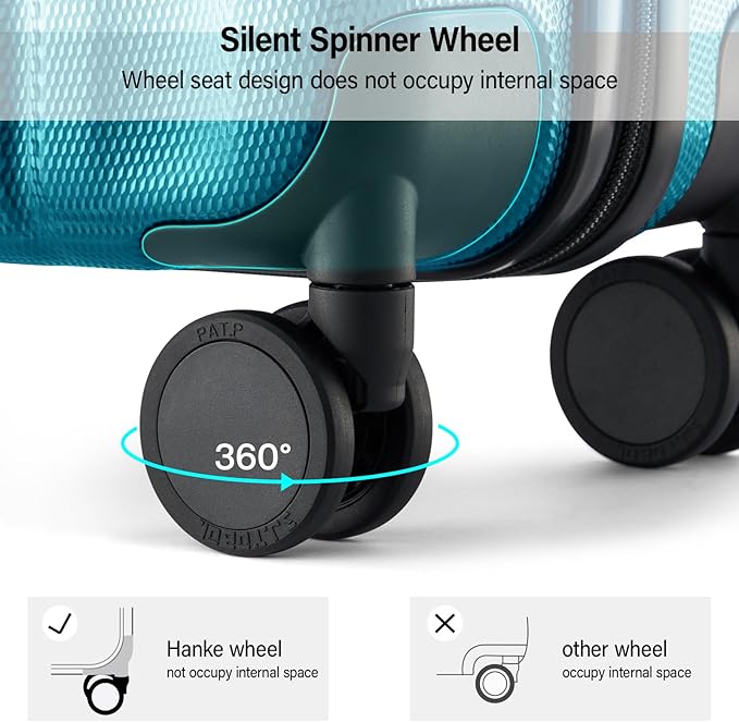 Hanke Hardshell Luggage Sets 3 Piece Extra Large Suitcases with Lock,28 Inch Luggage with Spinner Wheels, PC Travel Suitcase for Women Men 20 24 29Inch,Caribbean Blue