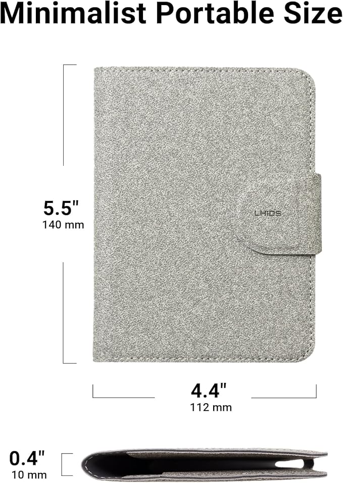 LHiDS Leatherette Passport Holder with RFID Protection, Premium PU Leather, Snap Button Closure, Travel Passport Wallet Cover for Passport, Boarding Passes, Business Cards, Cash (Grey)