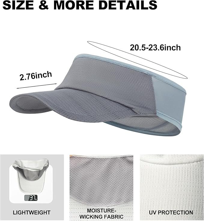 Sun Visor Hats for Men Women Lightweight Portable Stretchy Sun Hat for Running Tennis Golf