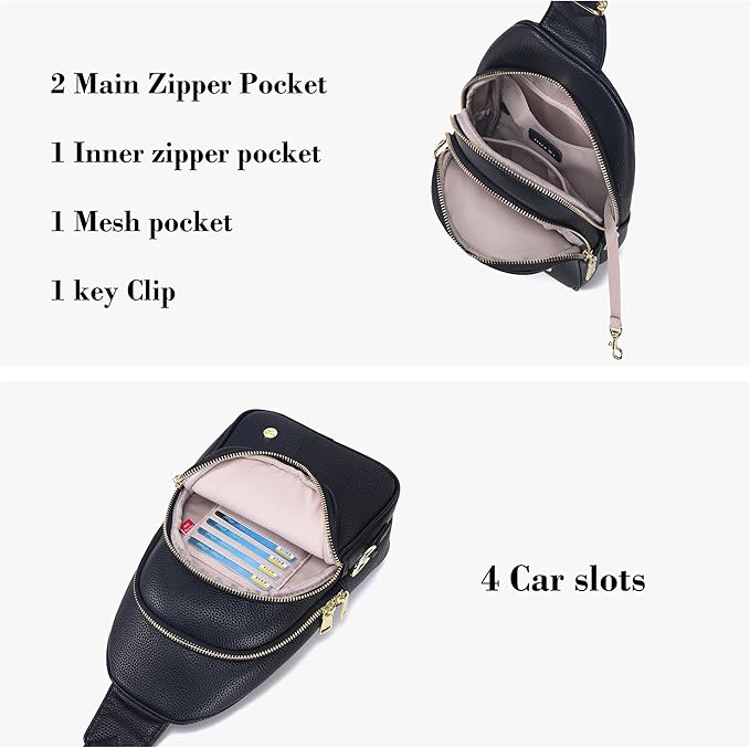 INICAT Crossbody Sling Bags Fanny Packs Valentine's Day Gifts Vegan Leather Travel Vacation Essentials Purses Women