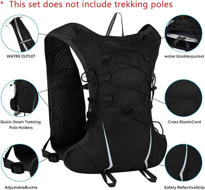DMHDV Running Vest for Women&Men,Hydration Backpack 5L Water Backpack with 2L Water Bladder,Ultra-Lightweight Hydration Vest Adjustable Breathable Mesh Gear for Hiking,Trail,Running,Cycling,Marathon