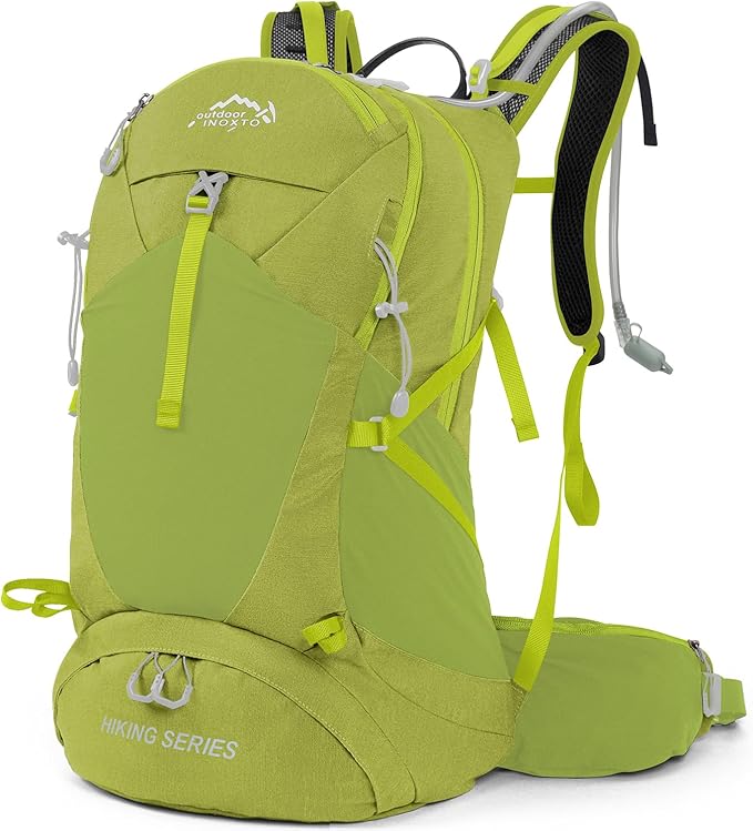 Hiking Backpack, Waterproof Hiking Daypack with 3L Water Bladder and Rain Cover, Lightweight Travel Camping Backpack for Men Women (Fruit green)