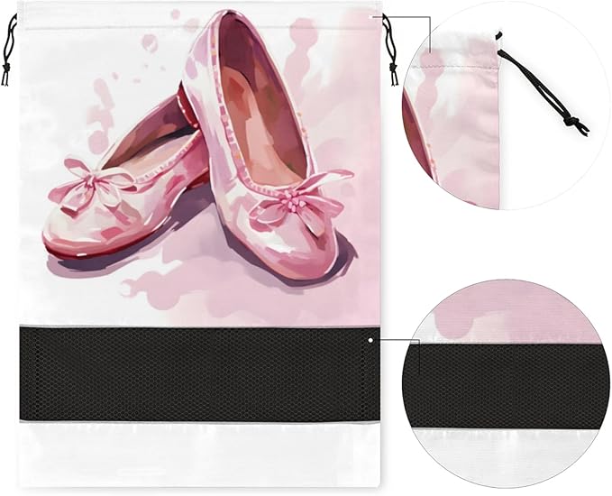 Dance Travel Shoe Bag Waterproof Portable Shoe Bags for Storage with Drawstring,Breathable Mesh Washing Organizer for Laundry Sneakers Boots Dance Shoes