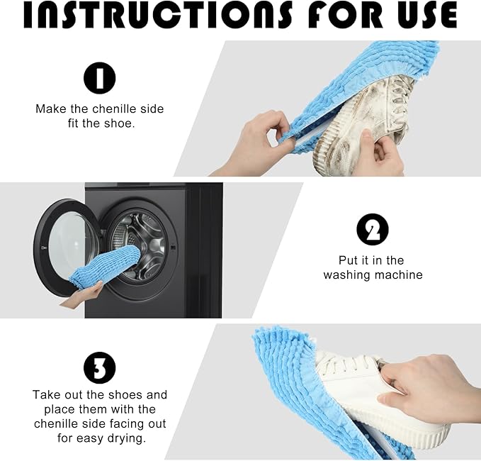 8 Pack Shoe Washing Machine Bag Chenille Shoe Laundry Bag 360° Deep Cleaning Reusable Sneaker Bags for Washing Machine Sneakers Slippers, 4 Colors