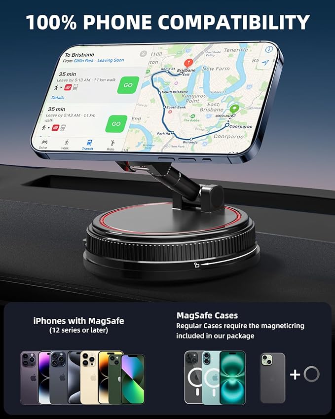 2026 Ultra Magnetic Phone Holder for Car, 360° Adjustable Car Phone Mount for Magsafe, Suction Cup Phone Holders for Your Car for iPhone 17 Pro Max 16 15 14 13 12