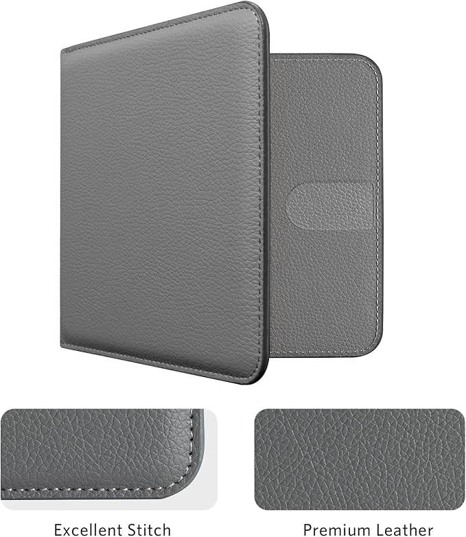 CoBak Car Registration and Insurance Holder - Men and Women Small Lightweight Vehicle Glove Box Car Organizer, Auto Truck Comparment Accessories Case for Essential Document, Driver License (Gray)