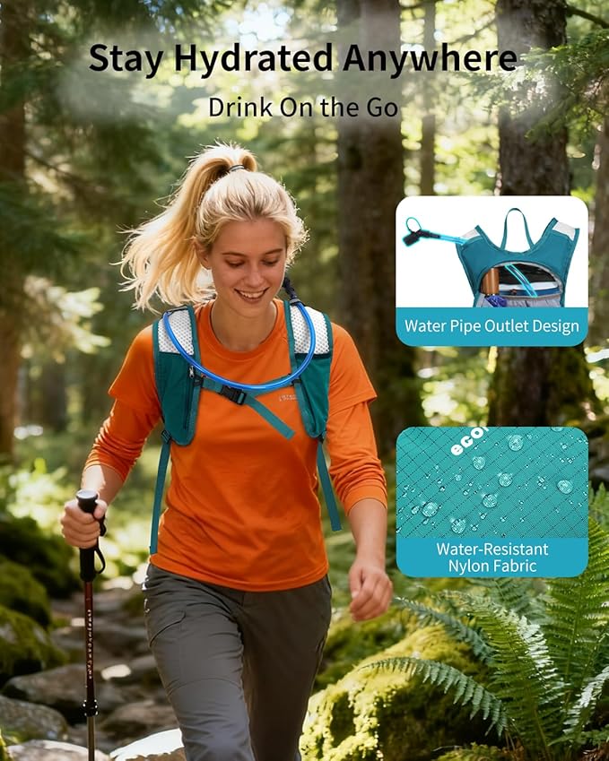 ECOHUB Hydration Backpack with 2L Water Bladder, Lightweight Running Hydration Pack for Men Women, Breathable Hiking Cycling Backpack for Outdoor Sports Marathon Travel