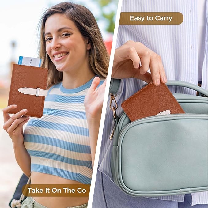 Passport Holder with Airtag for Women/Men,Airtag Passport Wallet for Travel,Cute Passport Holder Rfid Blocking,Travel Wallet for Cards Passport Cover Case