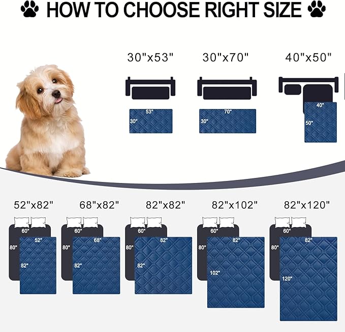 Smiry Waterproof Dog Blanket, 30x70 Inch Soft Pet Bed Cover Reversible, Washable Sofa Couch Furniture Protector for Small Medium Large Dog Puppy Cat, Geometric, Navy/Blue