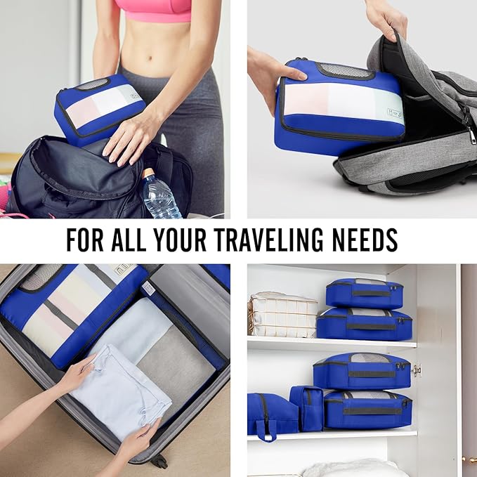 Veken 10 Set Packing Cubes for Travel Essential, Suitcase Organizer Bags in 4 Sizes, Carry-On Luggage Accessories with Large Laundry & Hanging Toiletry Bag, Must-Have for Airplane, Road Trip & Camping