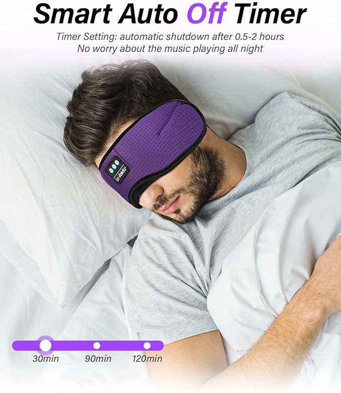 LC-dolida Sleep Headphones, White Noise Bluetooth Sleep Mask 3D Breathable Wireless Eye Mask for Timing, Sleep Mask with Bluetooth Headphones for Side Sleepers Travel Yoga, Cool Gadgets for Women Men