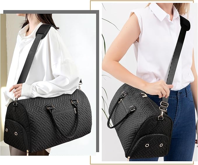 Duffle Bag for Travel, Weekender Bag with Shoe Compartment, Carry On Overnight Bag for Women with Toiletry Bag, Gym Bag with Wet Pocket, Hospital Bags for Labor and Delivery Beige