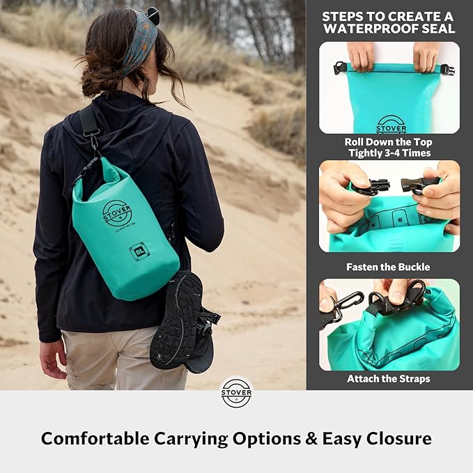 STOVER 5/10/25/30/40/55L Waterproof Dry Bag- Roll-Top Backpack w/Phone Case- Kayaking, Hiking, Camping, Boating- Men/Women