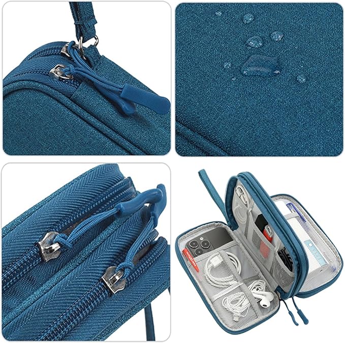 Electronics Organizer Travel Case, Water Resistant Cable Organizer Bag Cord Organizer Pouch for Cable, USB, Charger, Phone, Power Bank, Earphone, Electronics Accessories (Dark Green, Medium)