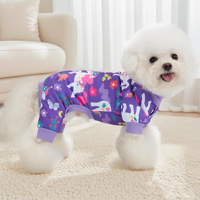 XPUDAC 4 Pieces Dog Pajamas for Small Medium Sized Dogs Stretchable Dog Pjs Soft Puppy Clothes Boy Girl Cats Pet Outfits, X-Large