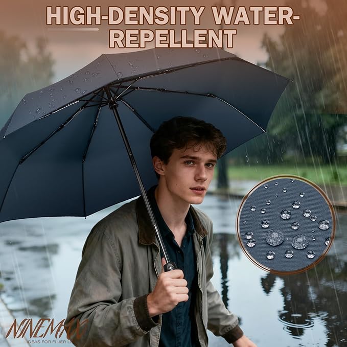 NINEMAX Travel Folding Umbrella Windproof for Men Women, Portable Compact Umbrellas Automatic Open and Close for Rain