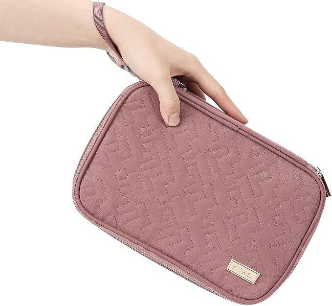 NISHEL Travel Cord Organizer Case, Large, Rose-wood Pink