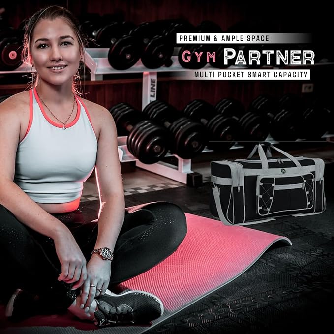 Travel Duffle Bags for Men Weekender Over Night Carry On Bag Lightweight Extra Large Oxford Duffel Gym Sturdy Luggage Water-Proof for Men & Women 26" (Blue Gold)