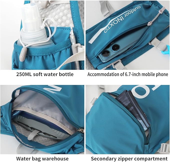 INOXTO Running Hydration Vest Backpack,Lightweight Insulated Pack with 1.5L Water Bladder Bag Daypack for Hiking Trail Running Cycling Race Marathon for Women Men