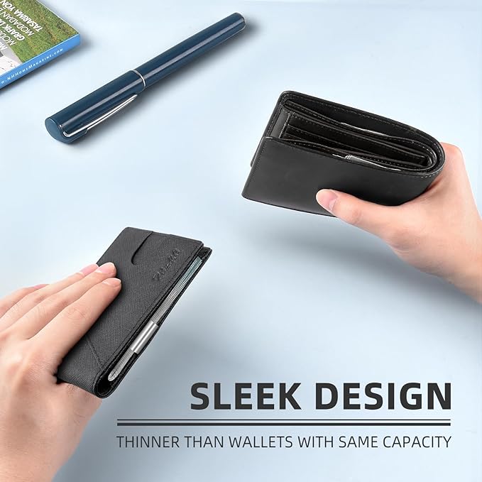 Zitahli Wallet for Men - with Money Clip Slim Leather Slots Credit Card Holder RFID Blocking Bifold Minimalist Wallets with Gift Box